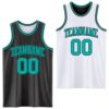 Custom Reversible Black Aqua Double Side Sublimation Basketball Suit Jersey