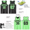Custom Reversible Black Pea Green Double Side Sublimation Basketball Suit Jersey
