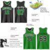 Custom Reversible Black Grass Green-White Double Side Sublimation Basketball Suit Jersey