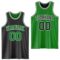 Custom Reversible Black Grass Green-White Double Side Sublimation Basketball Suit Jersey