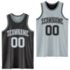 Custom Reversible Black Silver Double Side Sublimation Basketball Suit Jersey