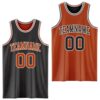 Custom Reversible Black Texas Orange-White Double Side Sublimation Basketball Suit Jersey