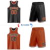 Custom Reversible Black Texas Orange-White Double Side Sublimation Basketball Suit Jersey