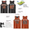 Custom Reversible Black Texas Orange-White Double Side Sublimation Basketball Suit Jersey