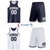 Custom Navy White Reversible Double Side Sublimation Basketball Suit Jersey