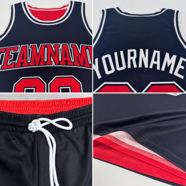 Custom Navy White Reversible Double Side Sublimation Basketball Suit Jersey