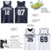 Custom Navy White Reversible Double Side Sublimation Basketball Suit Jersey