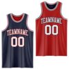 Custom Navy White-Red Reversible Double Side Sublimation Basketball Suit Jersey
