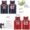 Custom Navy White-Red Reversible Double Side Sublimation Basketball Suit Jersey