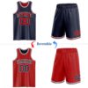 Custom Navy Red-White Reversible Double Side Sublimation Basketball Suit Jersey