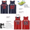 Custom Navy Red-White Reversible Double Side Sublimation Basketball Suit Jersey