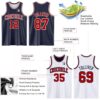 Custom Navy Red-White Reversible Double Side Sublimation Basketball Suit Jersey