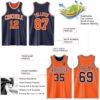 Custom Navy Orange-White Reversible Double Side Sublimation Basketball Suit Jersey