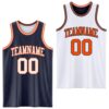 Custom Navy White-Orange Reversible Double Side Sublimation Basketball Suit Jersey