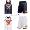 Custom Navy White-Orange Reversible Double Side Sublimation Basketball Suit Jersey