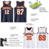 Custom Navy White-Orange Reversible Double Side Sublimation Basketball Suit Jersey