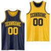 Custom Navy Gold Reversible Double Side Sublimation Basketball Suit Jersey