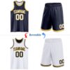 Custom Navy White-Gold Reversible Double Side Sublimation Basketball Suit Jersey