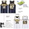 Custom Navy White-Gold Reversible Double Side Sublimation Basketball Suit Jersey