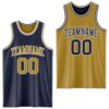 Custom Navy Old Gold-White Reversible Double Side Sublimation Basketball Suit Jersey