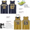 Custom Navy Old Gold-White Reversible Double Side Sublimation Basketball Suit Jersey