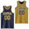 Custom Navy Old Gold-White Reversible Double Side Sublimation Basketball Suit Jersey