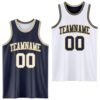 Custom Navy White-Old Gold Reversible Double Side Sublimation Basketball Suit Jersey