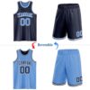 Custom Navy Light Blue-White Reversible Double Side Sublimation Basketball Suit Jersey