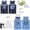 Custom Navy Light Blue-White Reversible Double Side Sublimation Basketball Suit Jersey