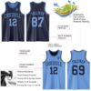 Custom Navy Light Blue Reversible Double Side Sublimation Basketball Suit Jersey