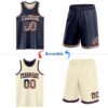 Custom Navy Vintage USA Flag Cream-Maroon Reversible Double Side Sublimation Basketball Suit Jersey