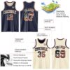 Custom Navy Vintage USA Flag Cream-Maroon Reversible Double Side Sublimation Basketball Suit Jersey