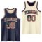Custom Navy Vintage USA Flag Cream-Maroon Reversible Double Side Sublimation Basketball Suit Jersey