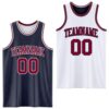 Custom Navy Maroon-White Reversible Double Side Sublimation Basketball Suit Jersey