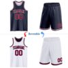 Custom Navy Maroon-White Reversible Double Side Sublimation Basketball Suit Jersey