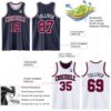 Custom Navy Maroon-White Reversible Double Side Sublimation Basketball Suit Jersey