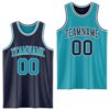 Custom Navy Teal-White Reversible Double Side Sublimation Basketball Suit Jersey