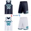 Custom Navy White-Teal Reversible Double Side Sublimation Basketball Suit Jersey