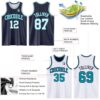 Custom Navy White-Teal Reversible Double Side Sublimation Basketball Suit Jersey