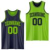 Custom Navy Neon Green Reversible Double Side Sublimation Basketball Suit Jersey
