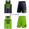 Custom Navy Neon Green Reversible Double Side Sublimation Basketball Suit Jersey