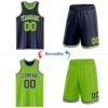 Custom Navy Neon Green-White Reversible Double Side Sublimation Basketball Suit Jersey