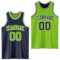 Custom Navy Neon Green-White Reversible Double Side Sublimation Basketball Suit Jersey