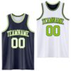 Custom Navy White-Neon Green Reversible Double Side Sublimation Basketball Suit Jersey