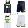 Custom Navy White-Neon Green Reversible Double Side Sublimation Basketball Suit Jersey