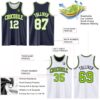 Custom Navy White-Neon Green Reversible Double Side Sublimation Basketball Suit Jersey