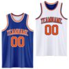 Custom Royal Orange-White Reversible Double Side Sublimation Basketball Suit Jersey