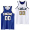 Custom Royal White-Old Gold Reversible Double Side Sublimation Basketball Suit Jersey