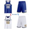 Custom Royal White-Old Gold Reversible Double Side Sublimation Basketball Suit Jersey