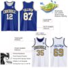 Custom Royal White-Old Gold Reversible Double Side Sublimation Basketball Suit Jersey